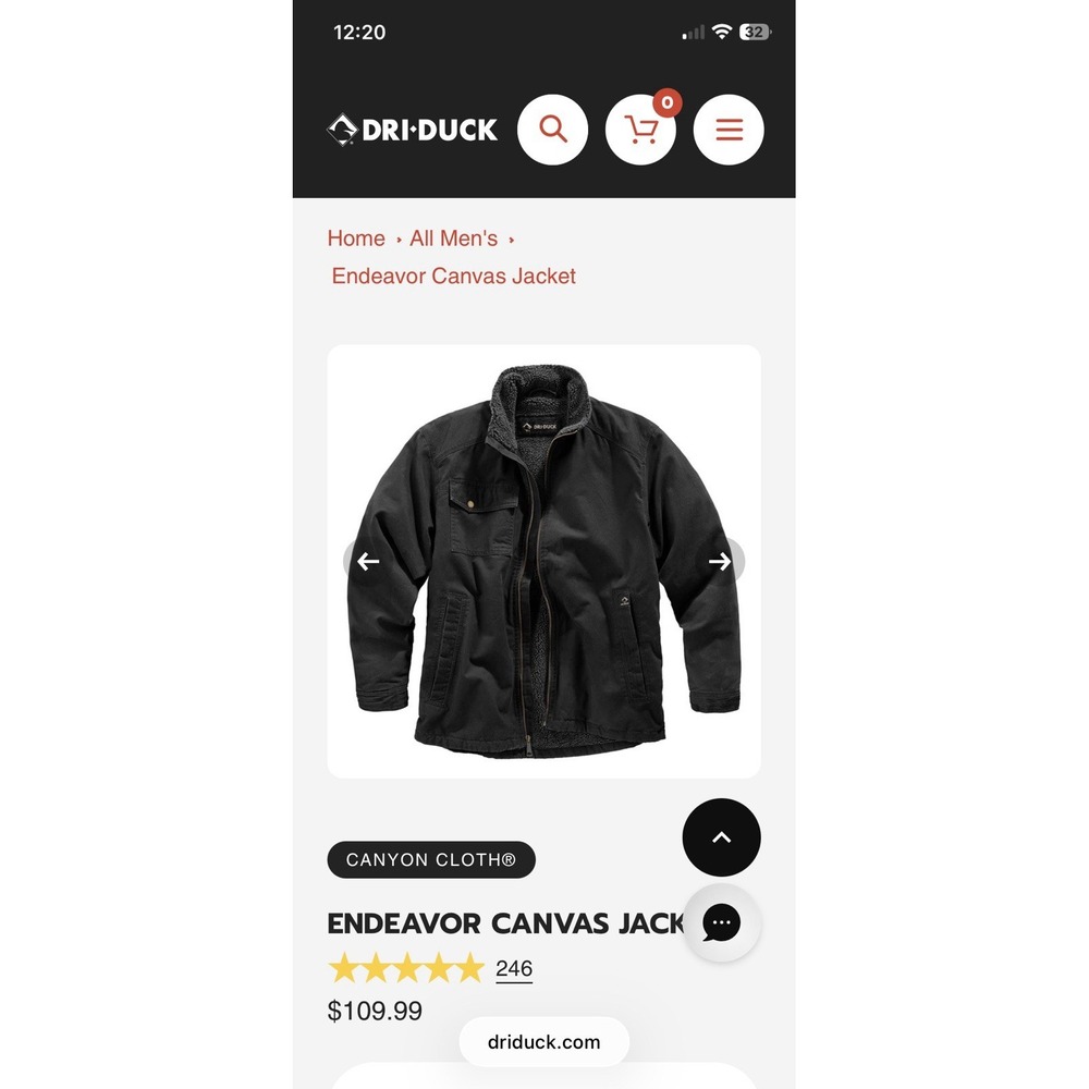 Dri Duck Endeavor Canvas Work Jacket Barn Coat Black Medium Men's Excellent Cond